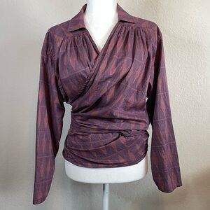 Lazybones 100% Organic Cotton Multiple Ways to Wear Maroon Blue Artsy Shirt